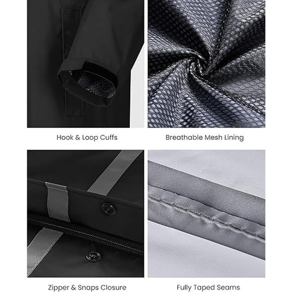 New Mens Medium Lightweight Below Knee Length Hooded Raincoat - Picture 4 of 7